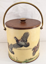 Vtg MCM Bacova Guild Quail Pheasant Fiberglass Cannister Ice Bucket With Lid picture