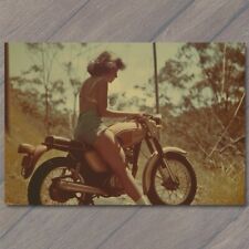 POSTCARD Young Girl On Motorcycle Cute Beautiful 70s Vibe Photo Funny 1970s picture