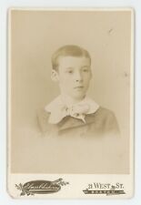 Antique Circa 1880s Cabinet Card Handsome Young Boy in Cute Outfit Boston, MA picture