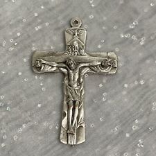 Small Crucifix Pendant Silver Tone Metal Cross Catholic Christian Italy picture