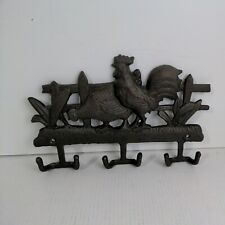VTg Cast Iron Coat Hanger Wall Decor Roosters 13