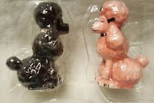 Attractives NEW Pink Black Magnetic Kissing Poodles Salt Pepper Shakers picture