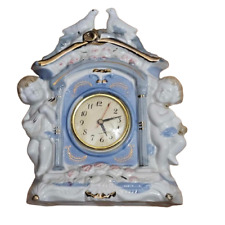 Vintage Mantle  Ceramic Porcelain Cherubs & Doves clock picture