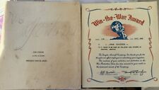 Vintage 1945 John Dickson Honorable Mention Win-the-War Award Certificate Signed picture