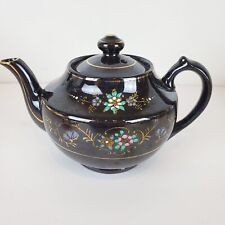 Vtg Small Japanese Teapot Made In Occupied Japan Moriage Hand Painted Redware  picture