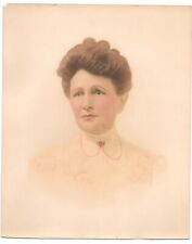 Lovely Edwardian Lady Hand Tinted 8X10 Studio Photo C1900s  Lace & Jewelry picture