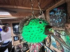 15” Puffer Fish Lamp w/Green LED Bulb Tiki bar Smokin Tikis picture