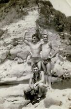 Three young men playing on the rocks in the 1930s gay man's collection 4x6  picture