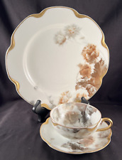 Haviland Limoges Feu De Four Luncheon Set Cup, Saucer, Plate Hand Painted Gold picture
