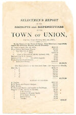 VINTAGE 1877 SELECTMEN'S REPORT - TOWN OF UNION CONNECTICUT - EXPENDITURES picture