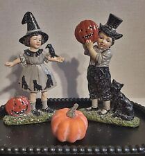 A PRECIOUS KD HALLOWEEN GIRL & BOY IN THEIR HALLOWEEN FINEST W/ EMBELLISHMENTS  picture