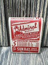 Vtg Sun Ray Drug Co Admiral Quality Singe Edge Blades Matchbook Advertisement picture