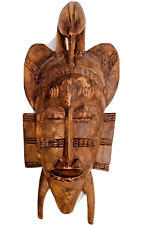 Vintage Large Hand Carved Solid Wood African Tribal Senufo Kalao Bird Mask picture
