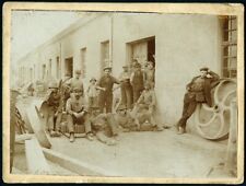 workers, mechanics in a factory, occupation, profession, unusual, antique Cabine picture