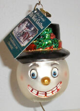 2003 OLD WORLD CHRISTMAS -VINTAGE SMILING SNOWMAN BLOWN GLASS ORNAMENT NEW W/TAG picture