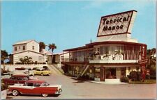 1950s DAYTONA BEACH, Florida Postcard TROPICAL MANOR MOTEL Highway A1A Roadside picture