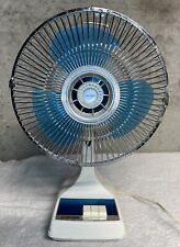 Vintage Tatung 12” Oscillating Desk Fan Blue Blades 2-Speed LE-9 Tested & Works picture