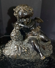 Antique French XIX C., N.M. Muller Bronze Sculpture, Cupid w/ Grapes, 10