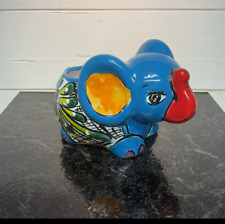 TALAVERA MEXICAN POTTERY -  Animals - ELEPHANT PLANTER - HAND PAINTED - 4 X 6  picture