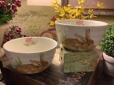 (2) Maxcera~6” Round~Cereal Bowls~Bunny/Rabbit/Floral Design~FREE SHIPPING~Love~ picture