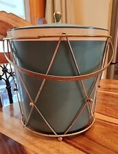 Vintage 1960s Thermos Ice Bucket, With Carry Basket, Model 9940, HTF  Teal Color picture