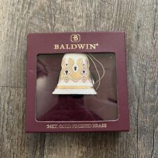 Baldwin 24KT Gold Finished Brass Christmas Bell Ornament New In Box  77213.010 picture