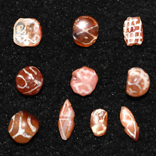 Lot Sale 10 Etched Carnelian Dzi Stone Beads with Stripes over 1500 years Old picture
