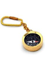 Brass Metal Magnetic Direction Compass Gold Keychain Antique Brass Magnetic Comp picture