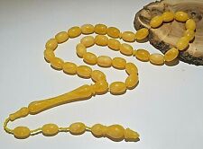 REAL Tightening Amber Islamic Prayer 33 beads Tasbih Misbaha Tasbeeh 8x12mm Yllw picture