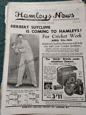 L1y Ephemera 1930s Advert Hamleys News Herbert Sutcliffe  picture