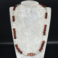 Wonderful Old Pyu Culture Etched Carnelian Bead Necklace with Yemeni Hakik Beads picture