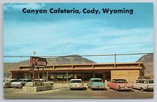 1960s Postcard Canyon Cafeteria Cody Wyoming Automobiles Cars picture