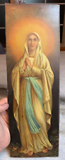 Antique John Duffy Lithographic Paint Metal Religious Catholic St. Mary Picture picture