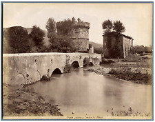 Italy, Rome, Ponte Lucano and Tombo dei Plauzi Vintage Albumen Print.  Print a picture