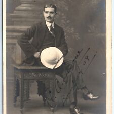 ID'd 1909 Bombay India Handsome Classy Man RPPC Real Photo Vernon PC Levone A124 picture
