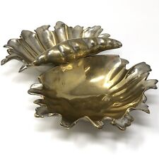 Vtg 1969 Silverplate Seashell Freeform Double Candy Dish Handle Gold Interior picture