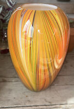 Vintage Teleflora Vase Hand Blown Art Glass Multi Colored Modern Vase 8 1/2 In H picture