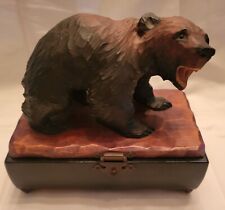 Antique (1930s) Hand-Carved Black Forest Bear (TOW) Cigarette/Music Box (ehp21) picture