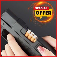 Turbo Jet Gas Cigar Windproof Lighter With 10Pcs Cigarette Case Blue Flame picture