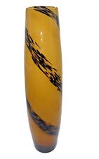 12” Golden amber Vase With Diagonal Stripes, Beautiful Wild Theme, Unmarked picture
