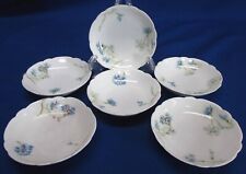 THEODORE HAVILAND LIMOGES FRANCE BLUE CORNFLOWERS 6 BUTTER PATS picture