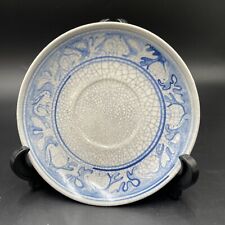 Dedham Pottery Saucer Plate Painted Rabbits Crackle Crazing Blue and Grey 6