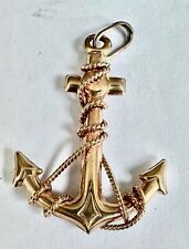 18k solid yellow Gold Anchor Rope Pendant 4.5 grams Italian 750 gold cross picture