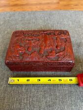Vintage Chinese Carved Cinnabar Looking Box Wooden Estate Found picture