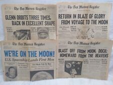 1962, 1969 Des Moines Register Newpaper lot of 4 Moon Landing & return NASA picture