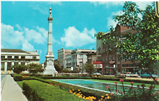 Monument Square-Main Street, Racine, Wisconsin WI-Vintage Unposted Postcard picture