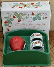 Vintage Avon Two Strawberry Porcelain Napkin Rings & One Guest Soap New picture