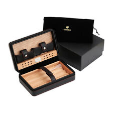 Cohiba Leather Cigar Humidor Case Travel Box Holder 4 Tube Cedar Wood Black Gift picture