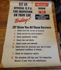 1943 WWII LARGE POSTER OPA TIRE INSPECTION STATION CAR AD SIGN VTG RARE USA OLD picture
