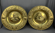 Pair 19 C. Brass Repousse Henry IV & Marie de Medici 23 ¼” Portrait Wall Plaques picture
